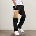 thumbnail image 2 of Men's Cargo Work Pants Straight Fit Casual Adjustable Hem Daily Wear Comfortable Loose Fit Jogger Trousers with Drawstring, 2 of 5
