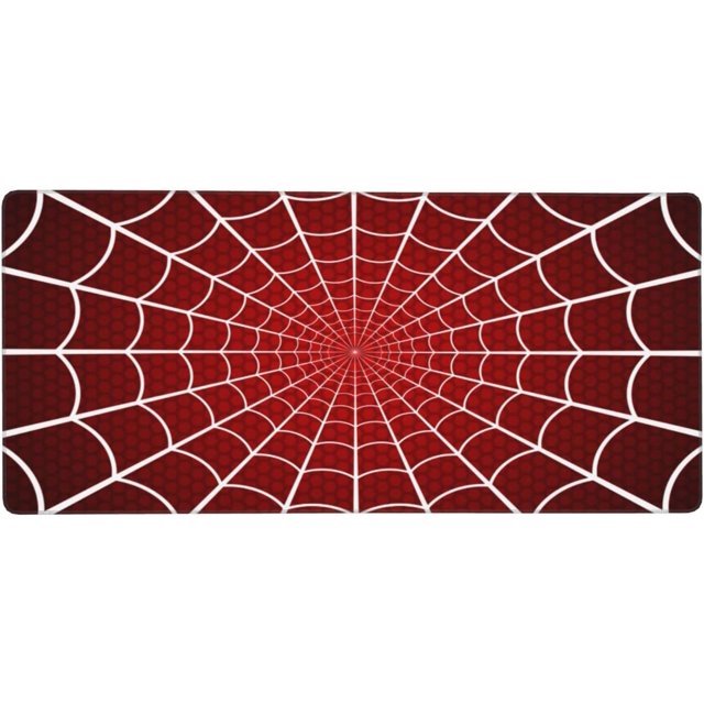 Red Spider Web Gaming Mouse Pad XL, Extended Stitched Edges Mousepad, Large Mouse Mat Desk Pad, Long Non-Slip Rubber Base Mice Pad(35.5x16 Inch)