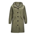 thumbnail image 3 of Women‘s Plus Size Solid Color Button Pocket Recreational Hooded Long Sleeve Windbreaker Coat Tops, 3 of 4
