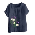 thumbnail image 4 of Fankiway T-Shirt Ample Décontracté d'Été pour Femme à Col Rond, Manches Courtes, Imprimé Floral, Hauts pour Femmes, Liquidation, Grande Taille, Chemises pour Femmes en Liquidation, Vêtements de Printemps pour Femmes 2024, 4 of 5