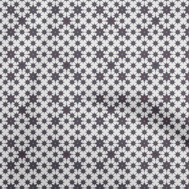 oneOone Cotton Cambric Gray Fabric Asian Block Floral Craft Projects Decor Fabric Printed By The Yard 42 Inch Wide