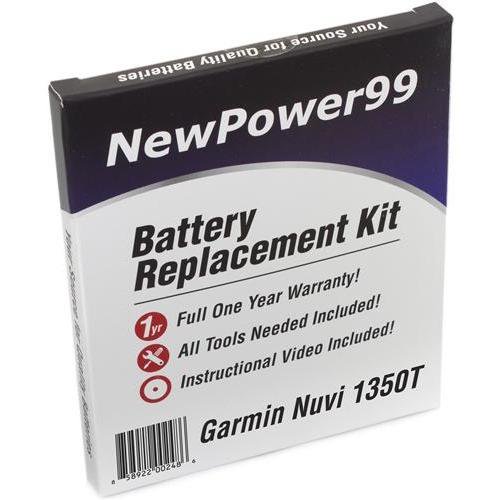 Garmin Nuvi 1350T Battery Replacement Kit with Tools, Video Instructions, Extended Life Battery and Full One Year Warranty