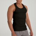 thumbnail image 2 of hoksml Men's Solid Color Ribbed Tank High Elasticity Sports Running Pullover Round Neck Fitness Shoulder Strap Muscular Man Tank Top 2025 Summer Clearance, 2 of 4
