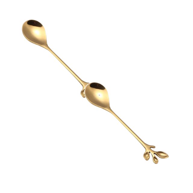 Oleegame 2PC Stainless Steel Cutlery Set Gold Tea Handle Stirring Long Spoons Iced set Cocktail Leaf Spoons Creative Kitchen,Dining & Bar
