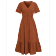 thumbnail image 1 of Women V Neck Summer Dress 2025 Ruffle Sleeves Dot Boho Flowy Beach Long Maxi Cocktail Dresses, 1 of 10
