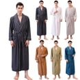 thumbnail image 1 of JDQJBZ Pantalon de Pyjama pour Hommes à Manches Longues en Satin Robe Absorbante à Séchage Rapide Vêtements de Nuit, 1 of 5