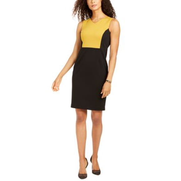 Kasper Womens Colorblock Sleeveless Sheath Dress