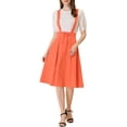 thumbnail image 2 of Unique Bargains Jupe Midi Plissée à Bretelles Rétro à Taille Élastique pour Femme Orange TP, 2 of 6