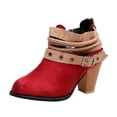 thumbnail image 2 of Cameland Bottines à Cheville Épaisses Rétro pour Femmes avec Fermeture Éclair Arrière et Boucle de Ceinture, 2 of 9