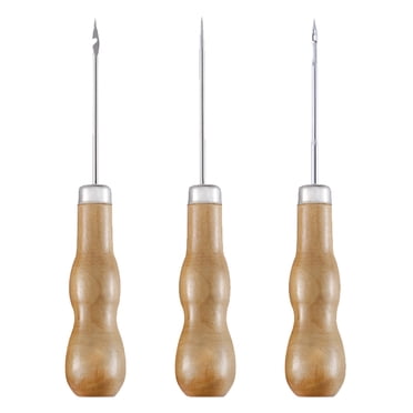 3Pcs DIY Sewing Awls Wooden Handle Scratch Awls Stitching Tools DIY Supplies
