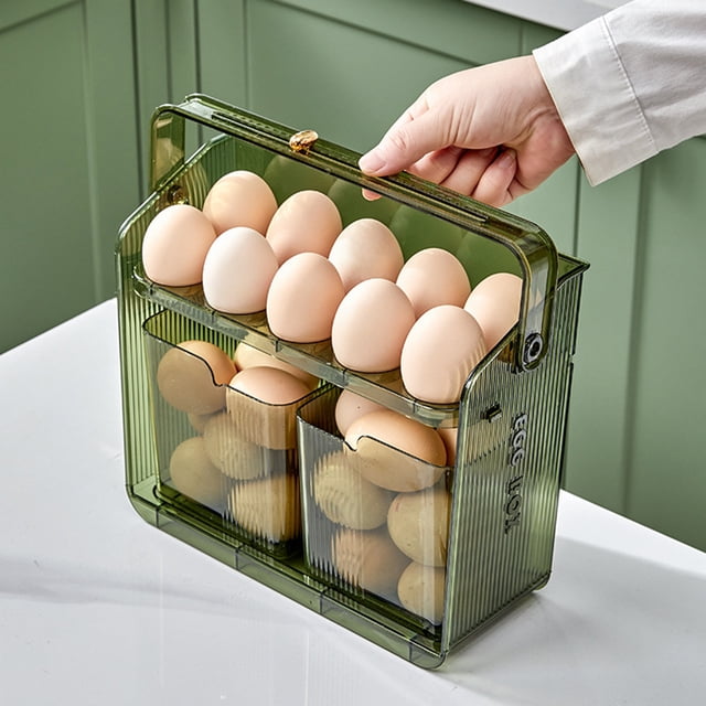 Clearance! Eggs Container With Handle Eggs Stand For Refrigerator Door With 2 Small Storage Box Kitchen Eggs Organizer For Cabinet Countertop Clarence Items Returns Pallet #31