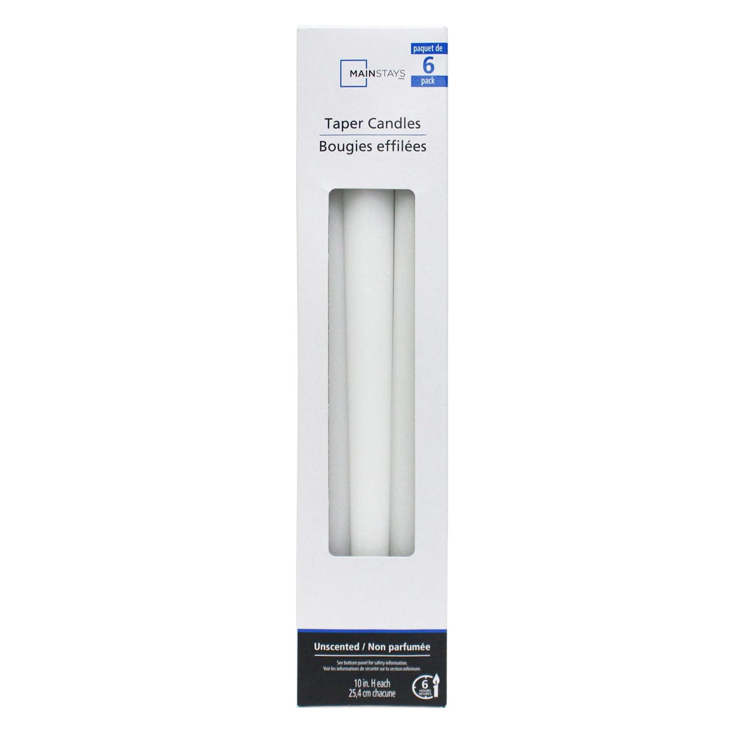 Mainstays 10" Bougie effilée, non parfumé