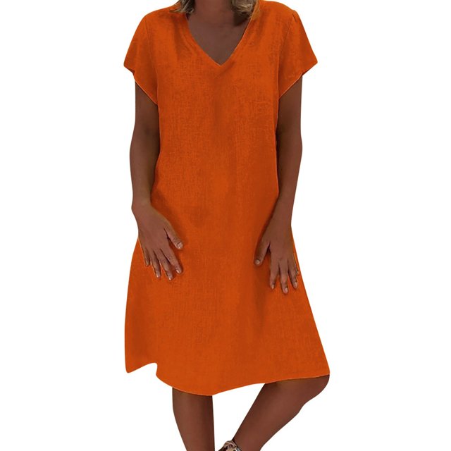 Kcodviy Taille Été Robe Décontractée Femme Robe Coton Femme Feminino Plus Robes pour Femmes Style Été T-Shirt Dames Robe Midi d'Été pour Femmes Robe Robe pour Femme
