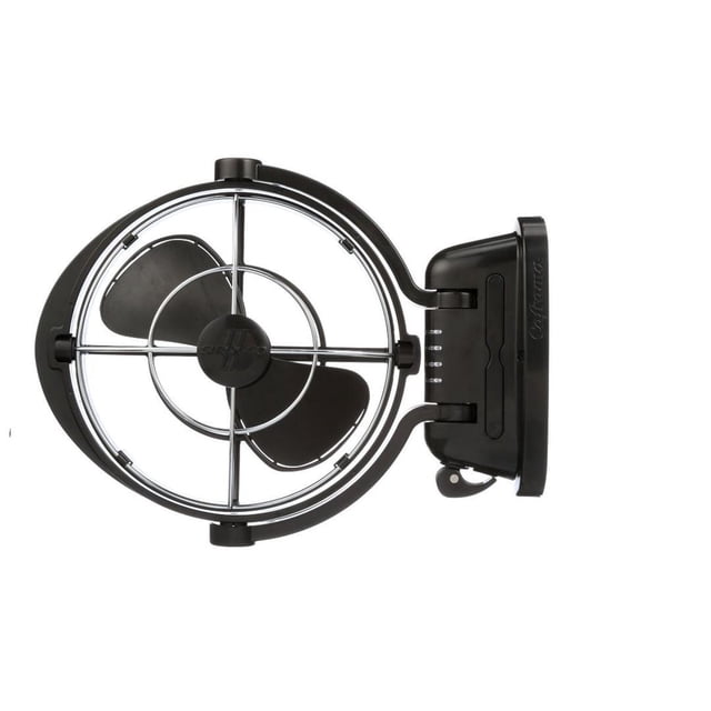 SEEKR by Caframo, Sirocco II Fan, Omni-Directional Gimbal Fan for Boats and RVs, Made in Canada, Auto-Sensing DC, 12V/24V, Black
