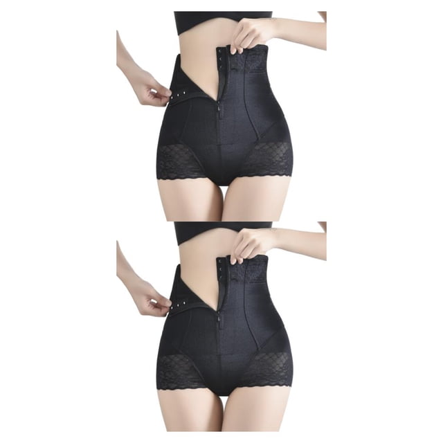 Decodeary Hi-Waist Belly Control Body Shapers For Instant Effect Soft And Breathable Women Shapewear black M 2Set
