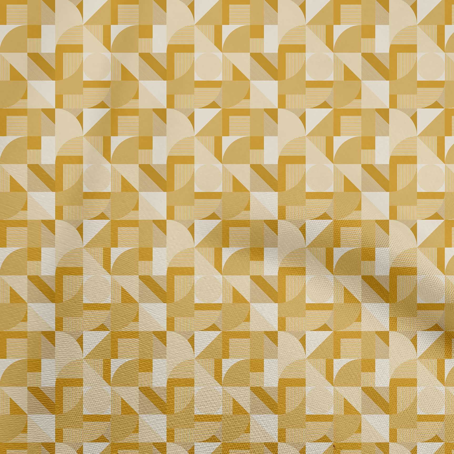 oneOone Cotton Poplin Yellow Fabric Geometric Sewing Material Print Fabric By The Yard 42 Inch Wide