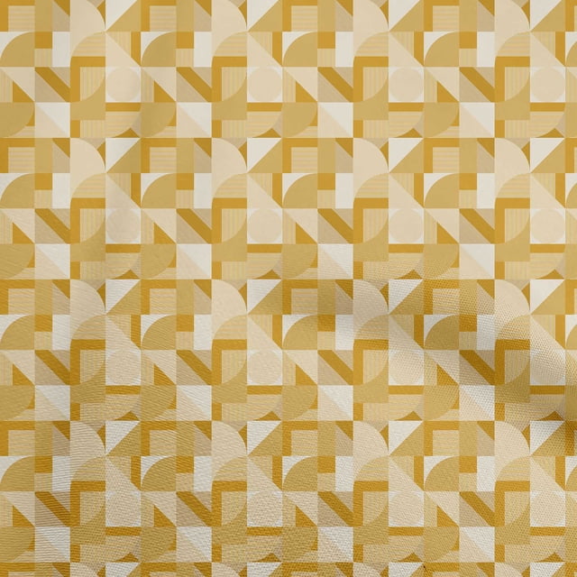 oneOone Cotton Poplin Yellow Fabric Geometric Sewing Material Print Fabric By The Yard 42 Inch Wide