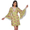 thumbnail image 1 of Moomaya Printed Bathrobe For Girls Bell Sleeves Robe For Women Crossover Robes, 1 of 6