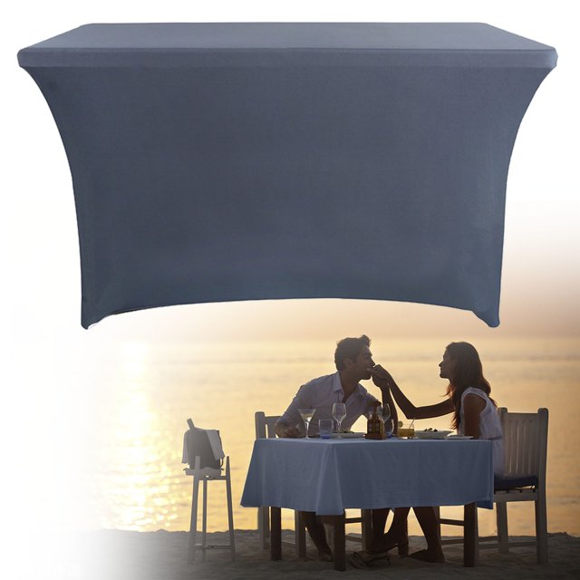 Spandex Table Cover For 6 Foot Rectangle Tables 6 Pack Tablecloth Elastic 6ft Folding Tablecloths For Vendor Booth Display Banquet Buffet Event Craft