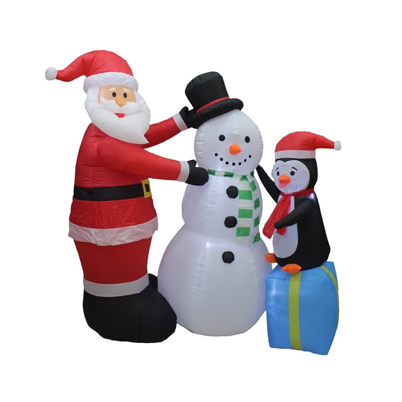 A Holiday Company Père Noël Gonflable de 6 Pi de Hauteur, Pingouin, Bonhomme de Neige Décoration de Pelouse
