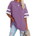 thumbnail image 4 of Chandails à Manches Courtes pour Femmes T-Shirts Surdimensionnés pour Femmes T-Shirts Amples Demi-Manches Col Rond Hauts Color Block Tuniques T-Shirts Surdimensionnés pour Femmes Hauts à Demi-Manches pour Femmes, 4 of 6