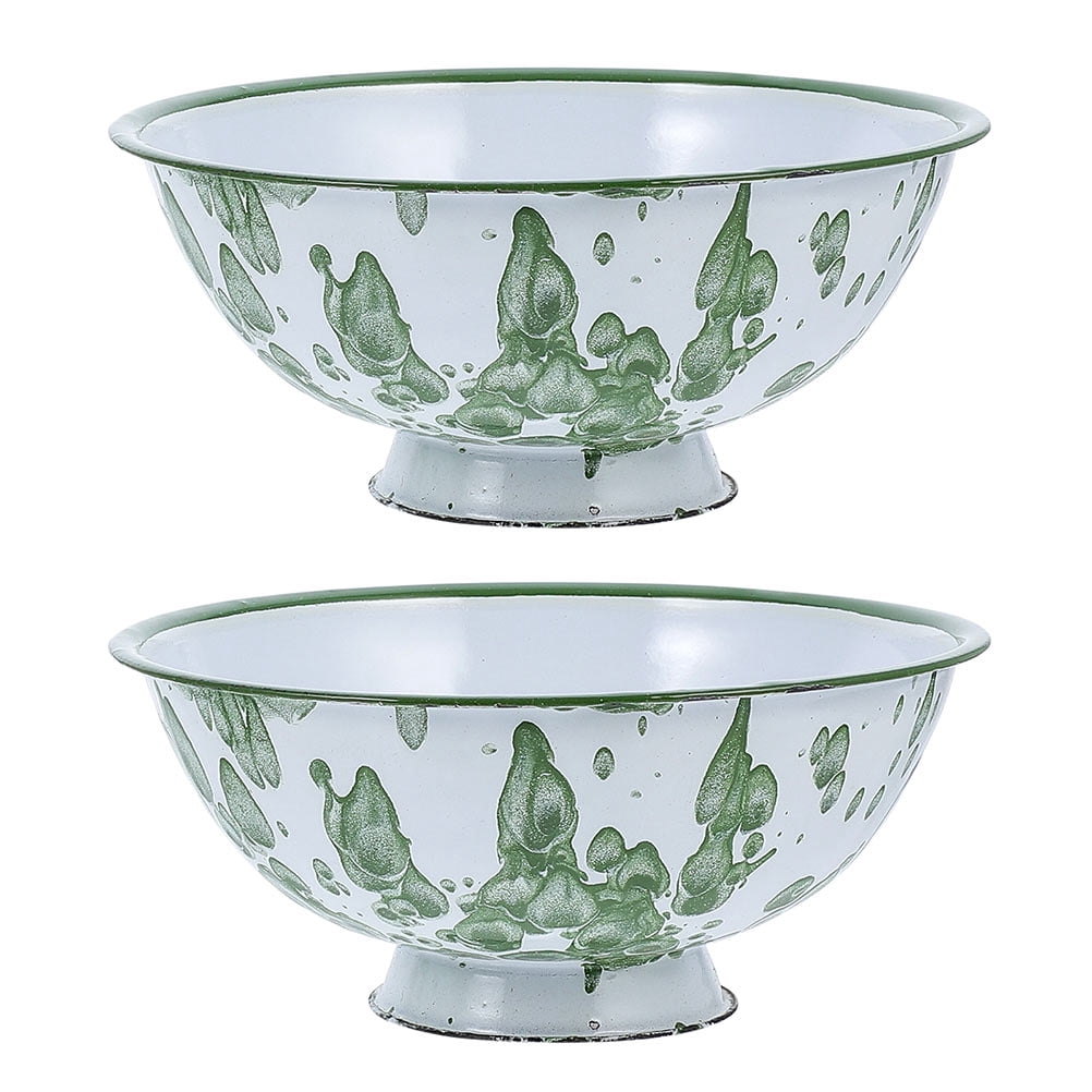 2 Pcs Bols à Riz Vintage en Émail Pratiques pour Ramen Vaisselle en Émail