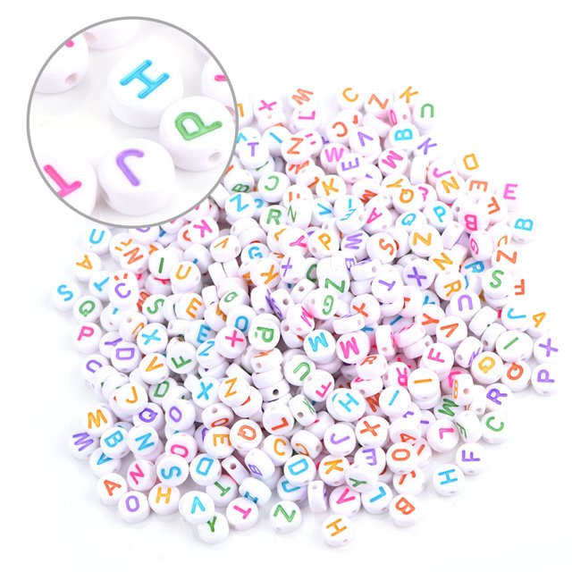 Perles de Lettres en Acrylique, Perles Rondes Intéressantes et Pratiques, pour Bracelets Enfants