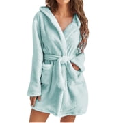 Gift TIMIFIS Robes for Women Plush Fleece Hooded Robe Bath Robes Female Soft Fuzzy Bathrobe Spa Robe Winter Warm Pajamas Shower Nightgown pring/Summer