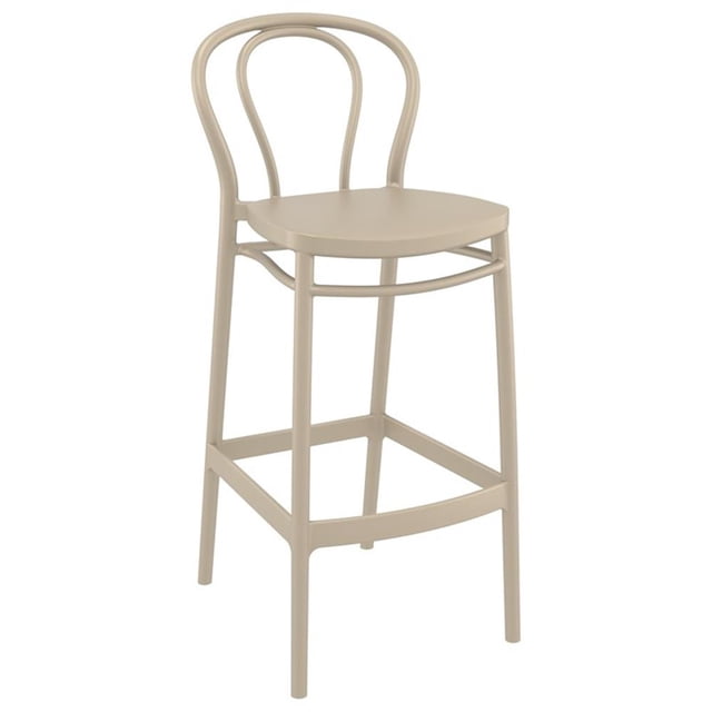 Compamia Victor Tabouret de Bar Contemporain en Résine pour Intérieur et Extérieur - Ensemble de 1, Taupe