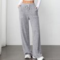 thumbnail image 2 of fatyb Womens Casual Ribbed Knit Pants Wide Leg Lounge Pants with Pockets Drawstring Loose Comfy Trousers, 2 of 7