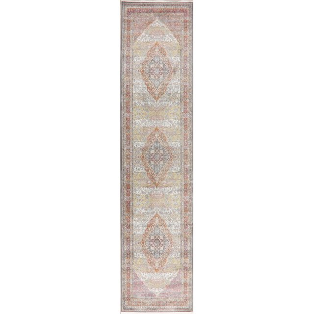Tapis Beige Traditionnel à Motif Floral Oriental Turc Vieilli