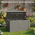thumbnail image 3 of Coffre de Terrasse Extérieur de 80 Gal, Banc de Rangement pour Patio avec Couvercle Verrouillable et Poignées Latérales pour Mobilier de Patio Extérieur, Brun, 3 of 8