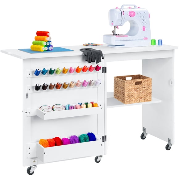 Best Choice Products Folding Sewing Table Multipurpose Craft Station & Side Desk with Compact Design