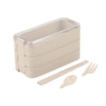 thumbnail image 2 of Yhmxh Kitchen Gadgets Kitchen Essentials Stackable Bento Box,Lunch Box Kit With Spoon & Fork,3-In-1 Compartment Whea-t Straw Meal Prep Containers,Leakproof Stackable Bento Lunch Box Meal, 2 of 7
