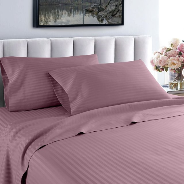 EIGTHTAIL Fresh Linen Collection 600 Thread Count Hotel Striped 100% Egyptian Quality Cotton Deep Pocket Sheet Set (King Gray)