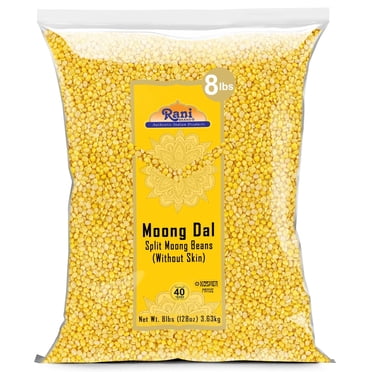 Rani Moong Dal (Haricots Mungo Divisés Sans Peau) Lentilles Indiennes 128oz (8lbs) 3.63kg en Vrac - Tout Naturel / Compatible Sans Gluten / non-OGM / Casher / Végétalien / Origine Indienne