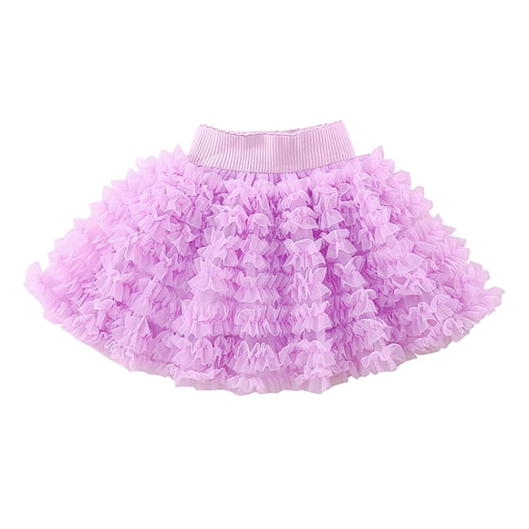 Splozh Soft Layered Tulle Tutu Skirts Baby Girls Tutu Skirt Soft Tulle Ballet Birthday Party Pettiskirt Purple,5-6 Years