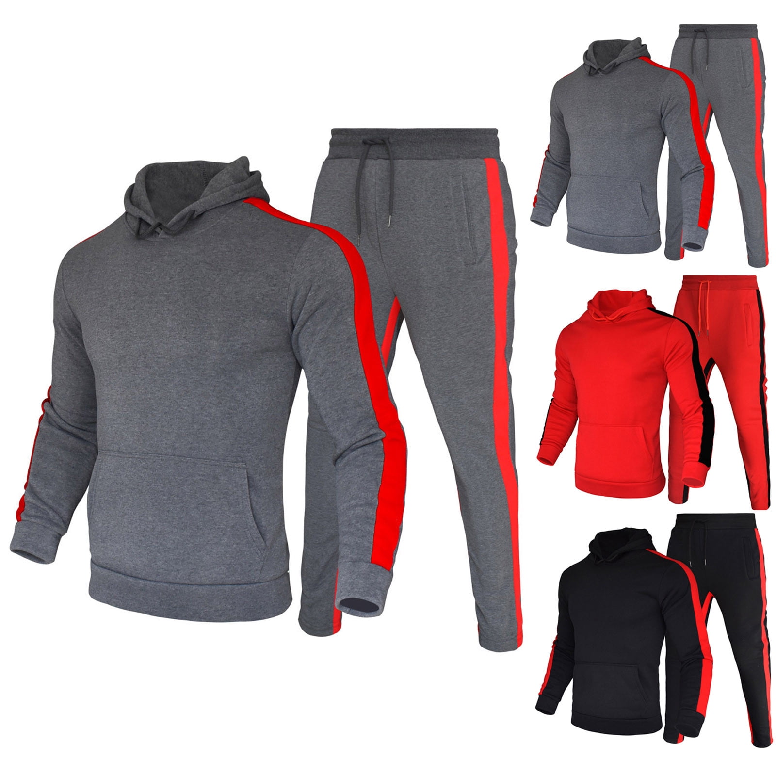 Tracking Block BADHUB Men's 2 Piece Track Suit Set Color Block Jogging Sweatsuit Long ...