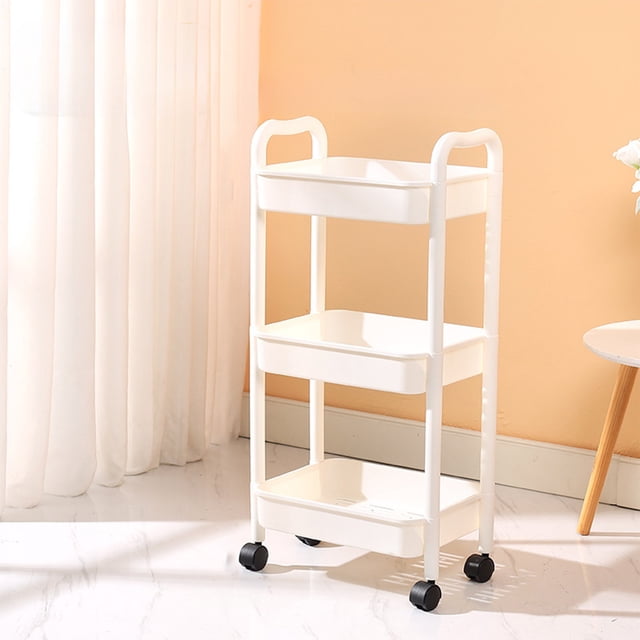 Birdeem 3 Tier Rolling Storage Cart with Armrests and Wheels,Versatile Utility Cart for Kitchen Bathroom Home Organization,Sturdy Plastic Mobile Organizer