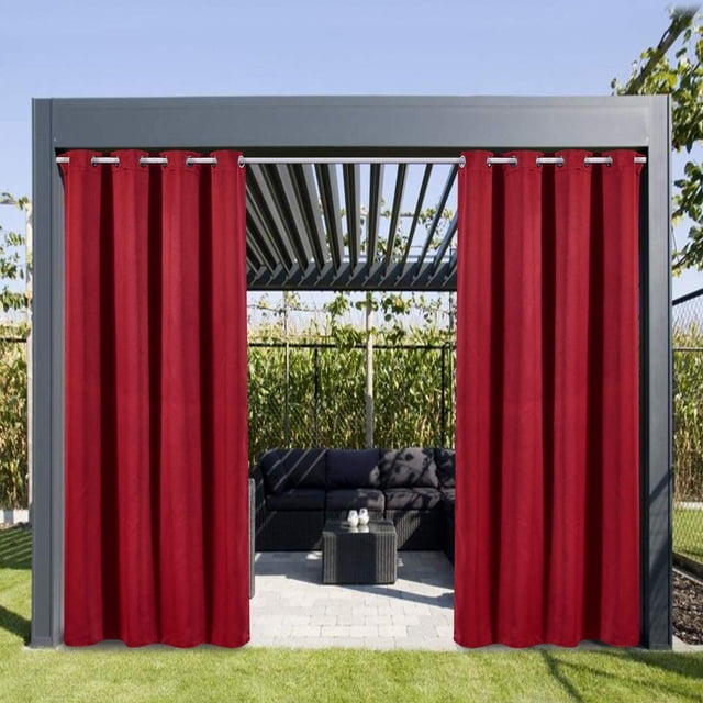 Rideaux d'Extérieur 2 Panneaux Imperméables Rideau de Patio Intérieur/extérieur avec Oeillets, Isolés Thermiquement, Noir, 54 Pouces L x 108 Pouces H