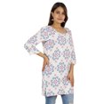 thumbnail image 2 of Moomaya Femmes Tops Rayonne Bloc Imprimé Tunique 3/4 Manches Tunique Blouse d'Été, 2 of 8