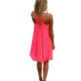 thumbnail image 2 of Innerwin Robe Mini Couleur Unie Débardeur pour Femme Fête Encolure Dégagée Ample Été Plage Robe d'Été Rose Rouge P, 2 of 9