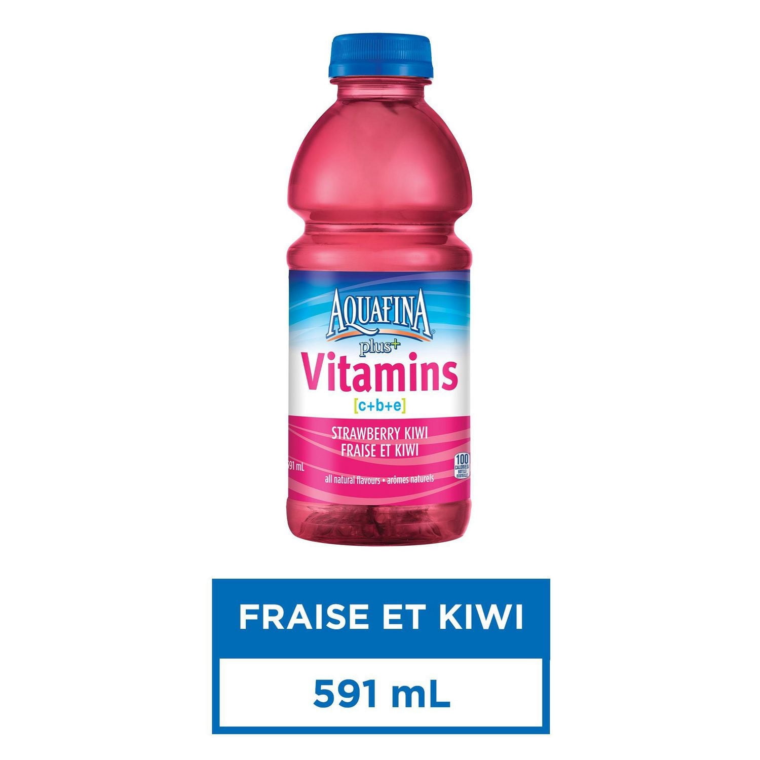 Aquafina Plus+ Vitamines Fraise Kiwi 591 mL, Bouteille