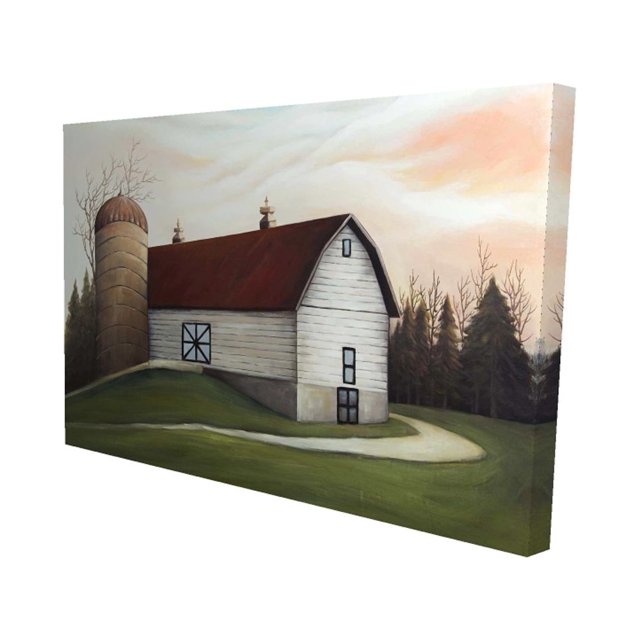 Grange Blanche - Toile 24"x36 Pouces - Impression à la Demande