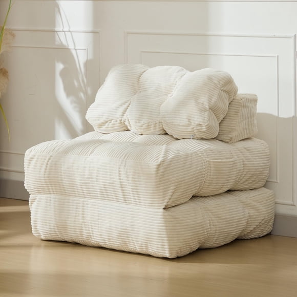 Folding Bed Corduroy Sofa Bed Chair ,Convertible Sleeper Chair with Soft Back Support and Pillows, Portable Fold Out Chair Bed Boneless Couch, Sofa Lounge for Living Room, Apartment