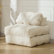 Folding Bed Corduroy Sofa Bed Chair ,Convertible Sleeper Chair with Soft Back Support and Pillows, Portable Fold Out Chair Bed Boneless Couch, Sofa Lounge for Living Room, Apartment