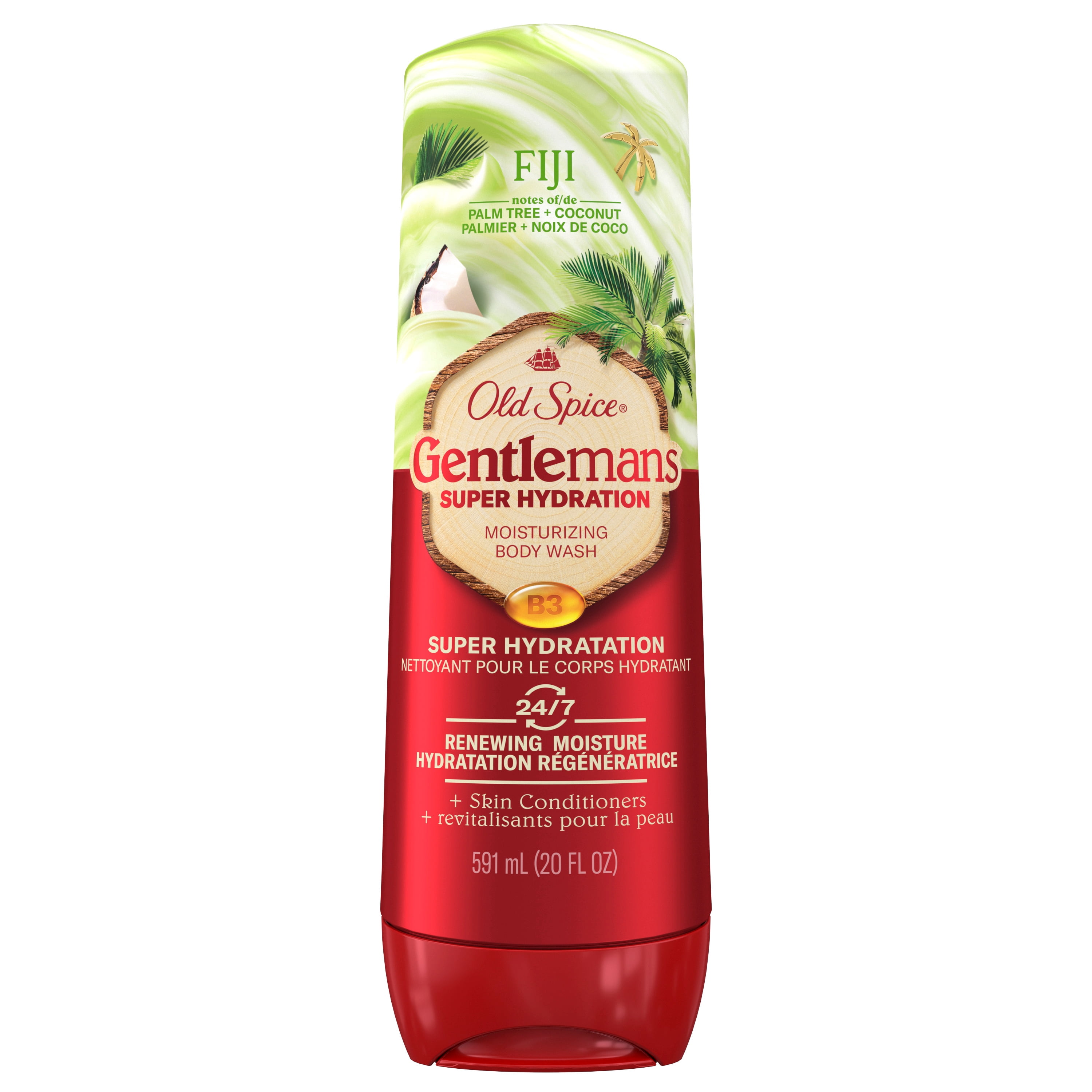 Nettoyant pour le corps pour hommes Old Spice Super Hydratation, Fiji avec palmier et noix de coco, hydratation régénératrice 24 heures sur 24, 7 jours sur 7, 591 mL (20 oz)