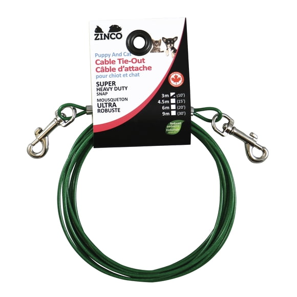 Zinco - 10' cable tie-out for cats, Green