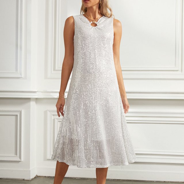 EGNMCR Robes de Soirée pour Femmes, Robes Formelles pour Femmes, Robes de Cocktail pour Femmes Mode Femme Robe Femme Couleur Unie à Paillettes