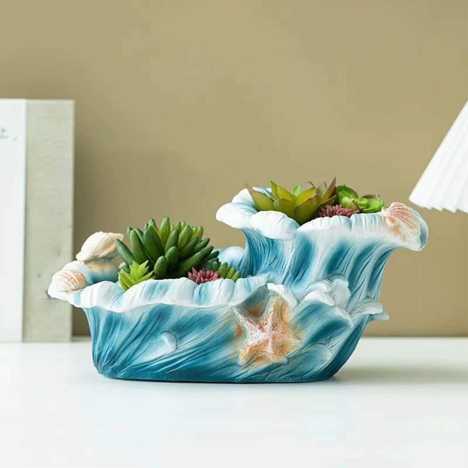 Danhjin Resin Bonsai Gardening Summer Planter Two-tiered Garden Planter Summer-inspired Plant Container Layered Plant Gardening Pot Flower Pots